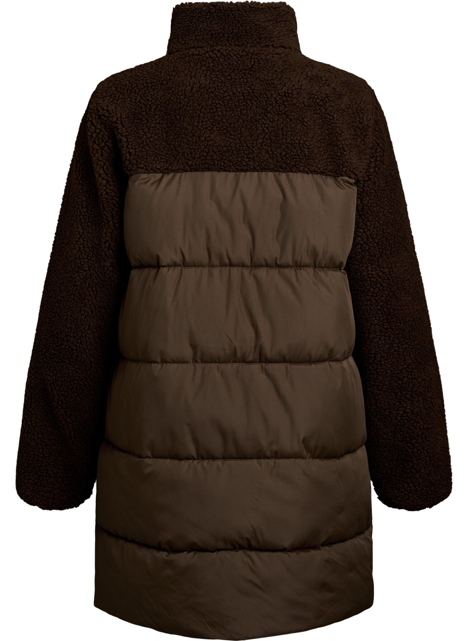 ZizzifashionMid-length puffer jacket with teddy fleece, Brown, Packshot image number 1