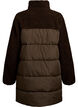 Mid-length puffer jacket with teddy fleece, Brown, Packshot image number 1