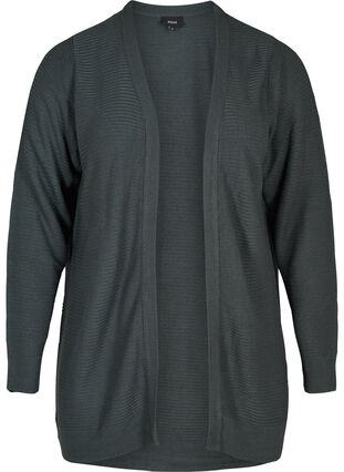 Knitted cardigan with striped texture, Dark Slate, Packshot image number 0