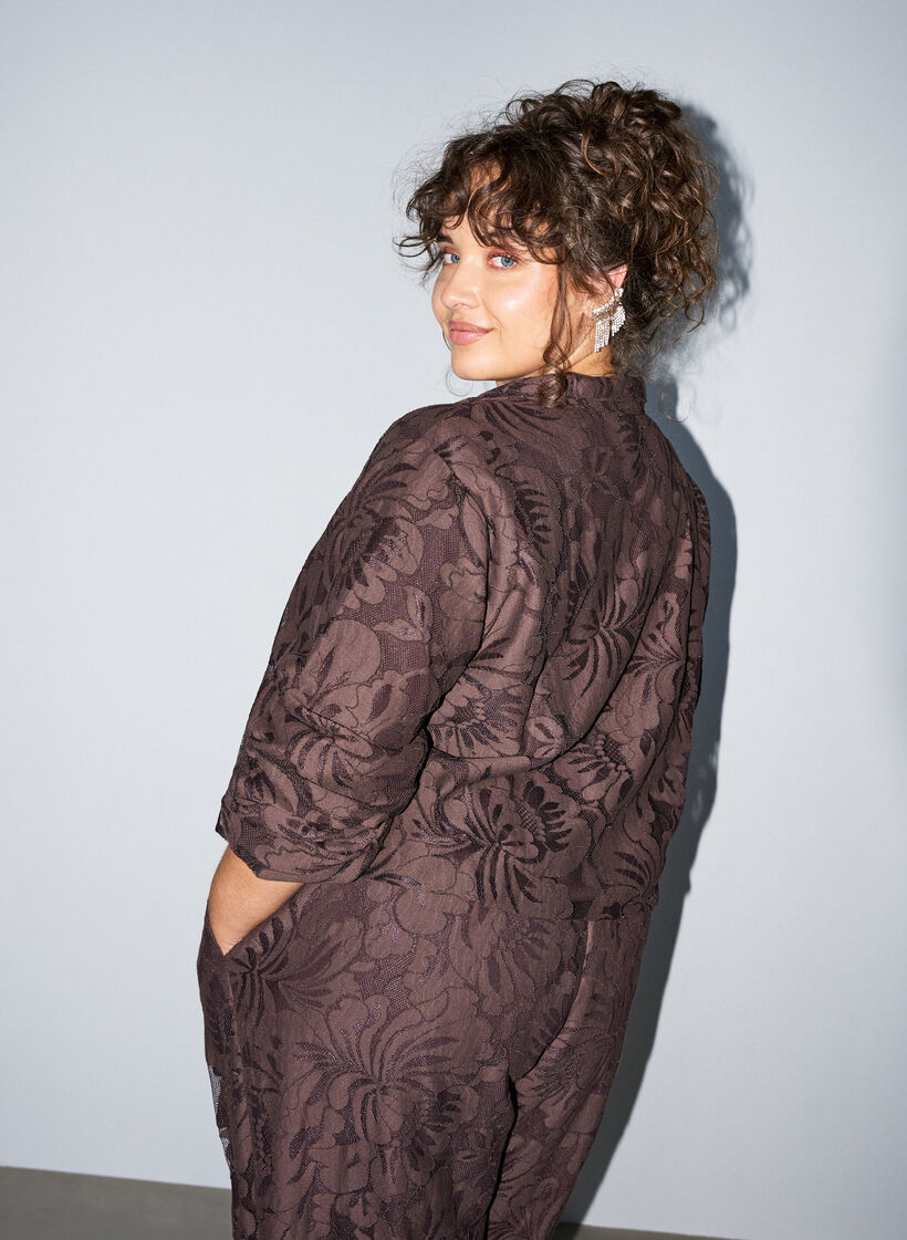 Bomber jacket with floral jacquard, Brown, Model image number 2