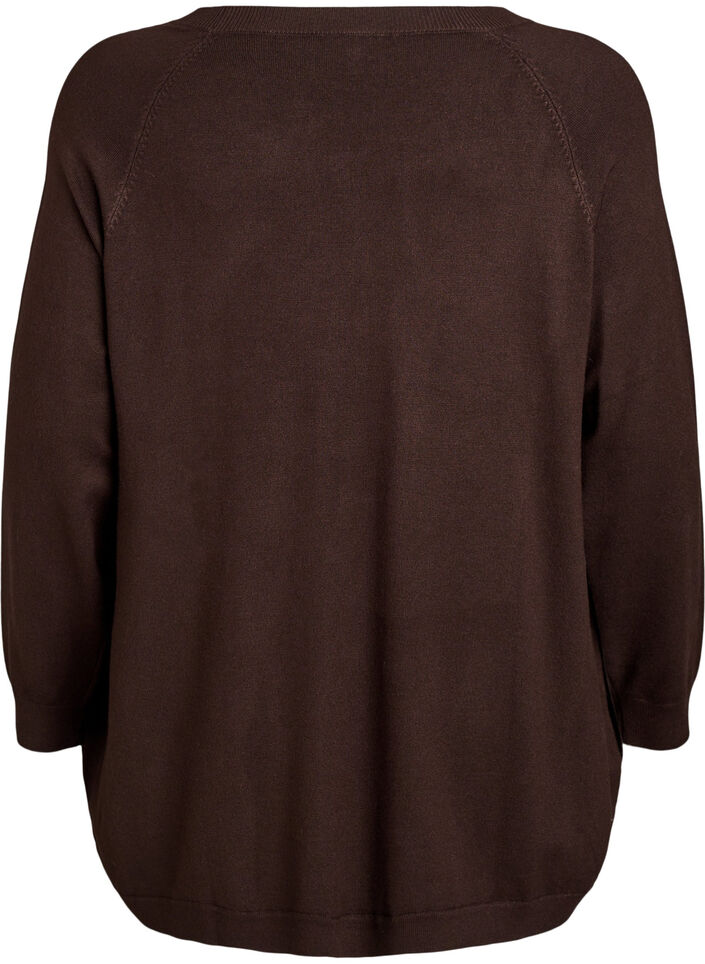 Knitted blouse with side buttons, Brown, Packshot image number 1