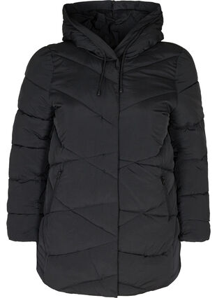 Wind proof hooded jacket with pockets, Black, Packshot image number 0