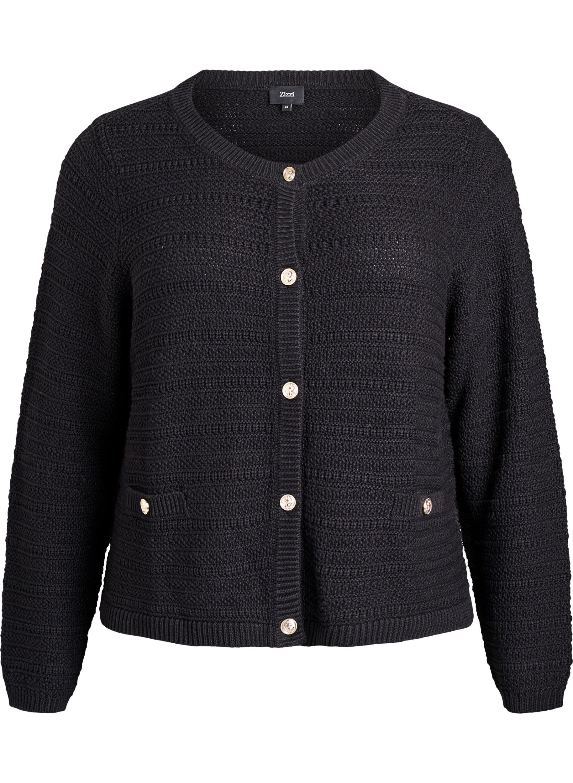 Cardigan with textured knit and decorative buttons