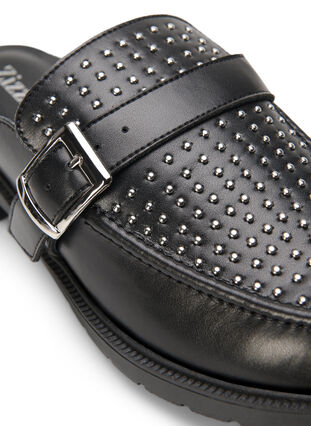 Open leather loafer with studs, Black, Packshot image number 3