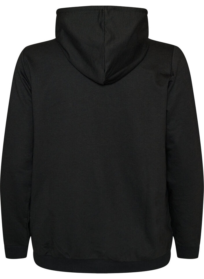 Sweatshirt with hood and print, Black, Packshot image number 1