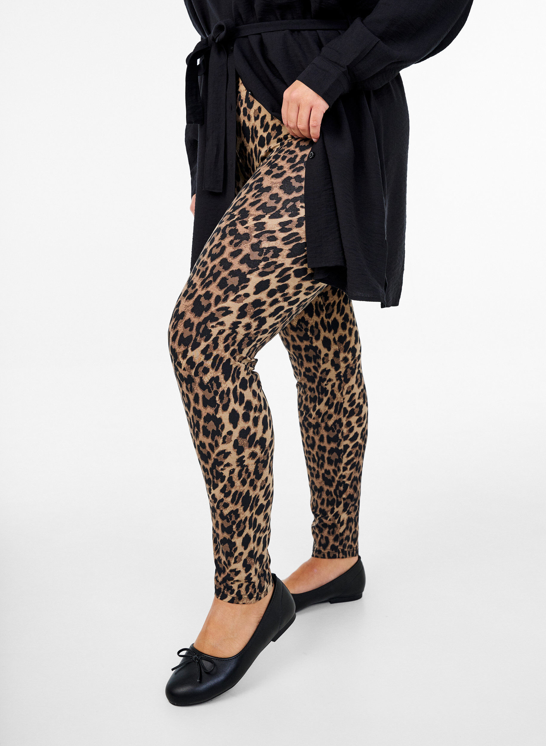 Zizzifashion Viscose leggings with leopard print, Brown, Model image number 0