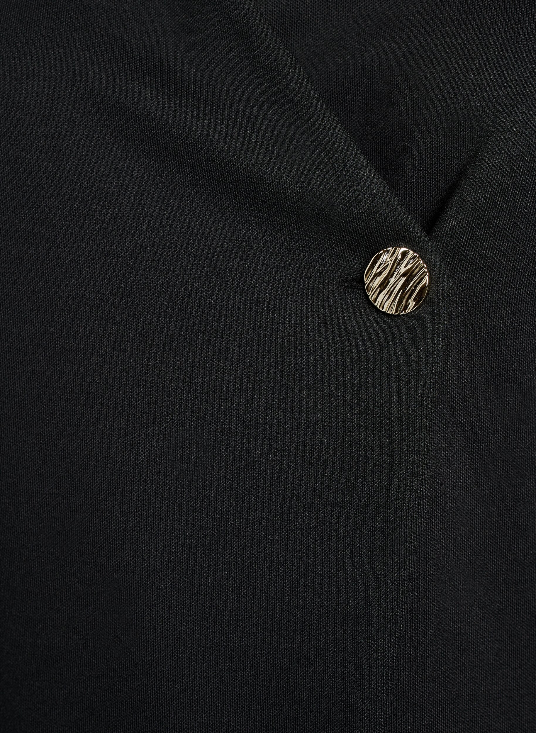 Zizzifashion Blouse with asymmetric wrap effect and short sleeves, Black, Packshot image number 2