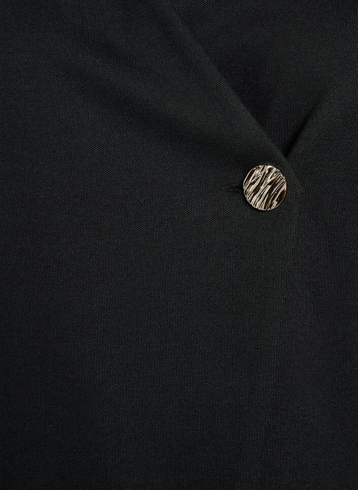 Blouse with asymmetric wrap effect and short sleeves, Black, Packshot image number 2