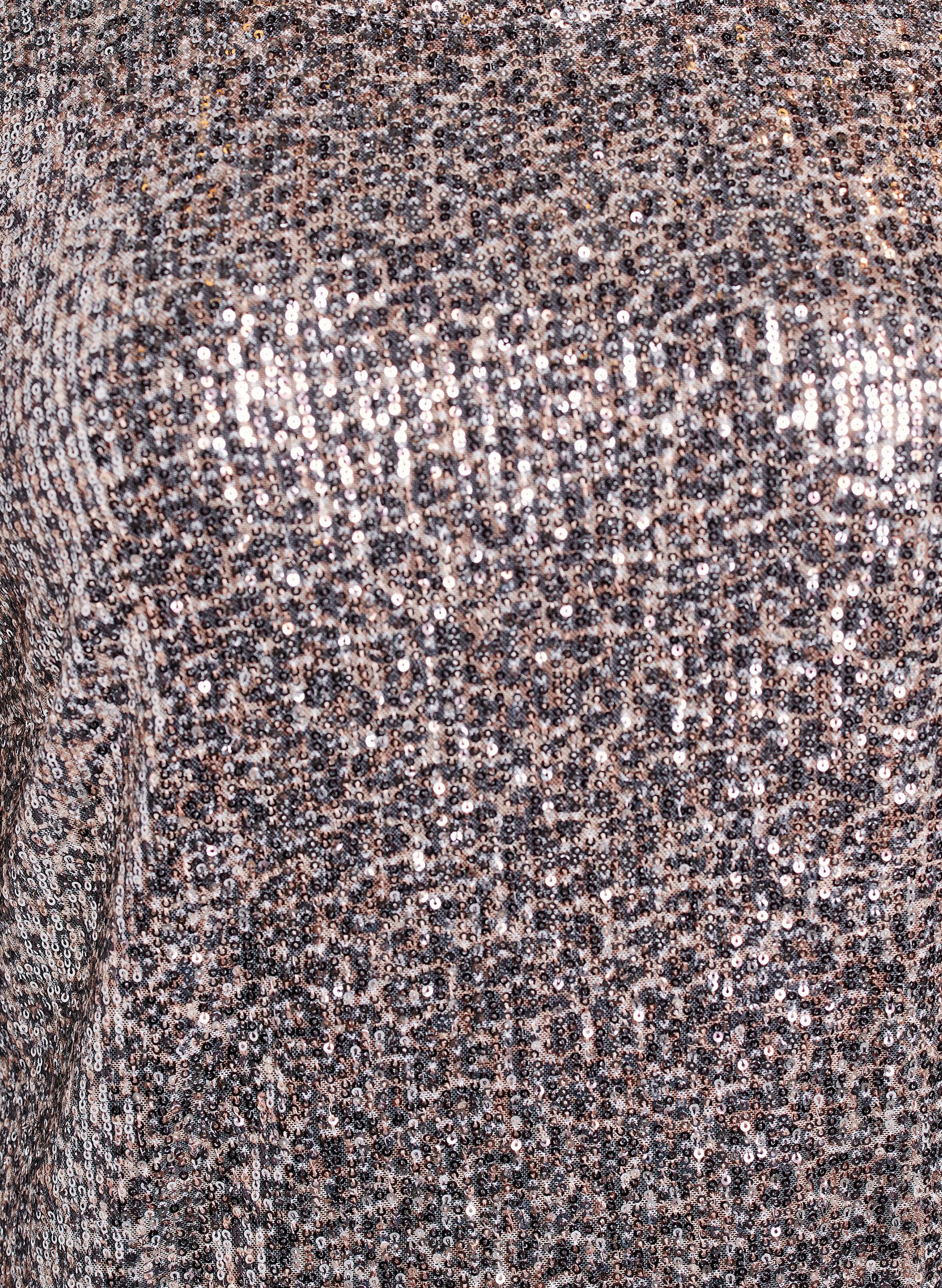 Zizzifashion Short sequin dress with long sleeves, Brown, Packshot image number 2