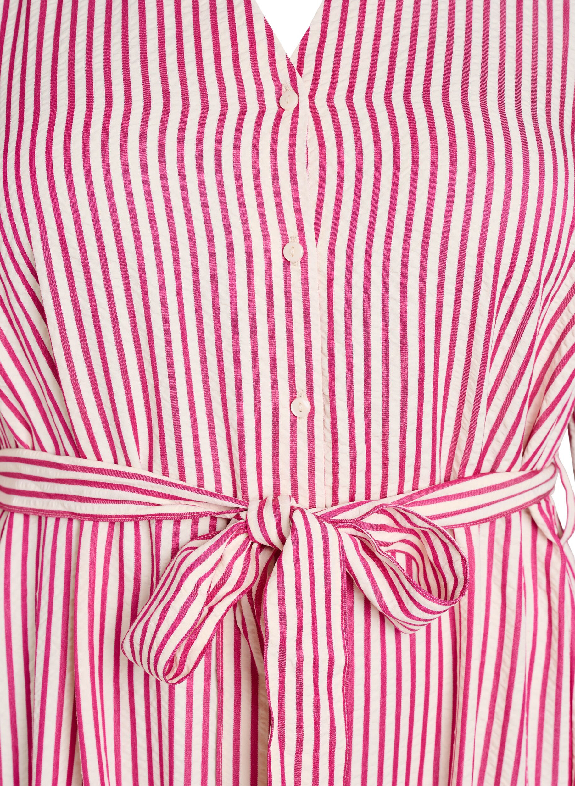 Zizzifashion Ankle-length shirt dress with tie belt and stripes, Pink, Packshot image number 2