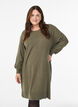 Short knitted dress with raglan sleeves and a centre seam, Green, Model image number 0