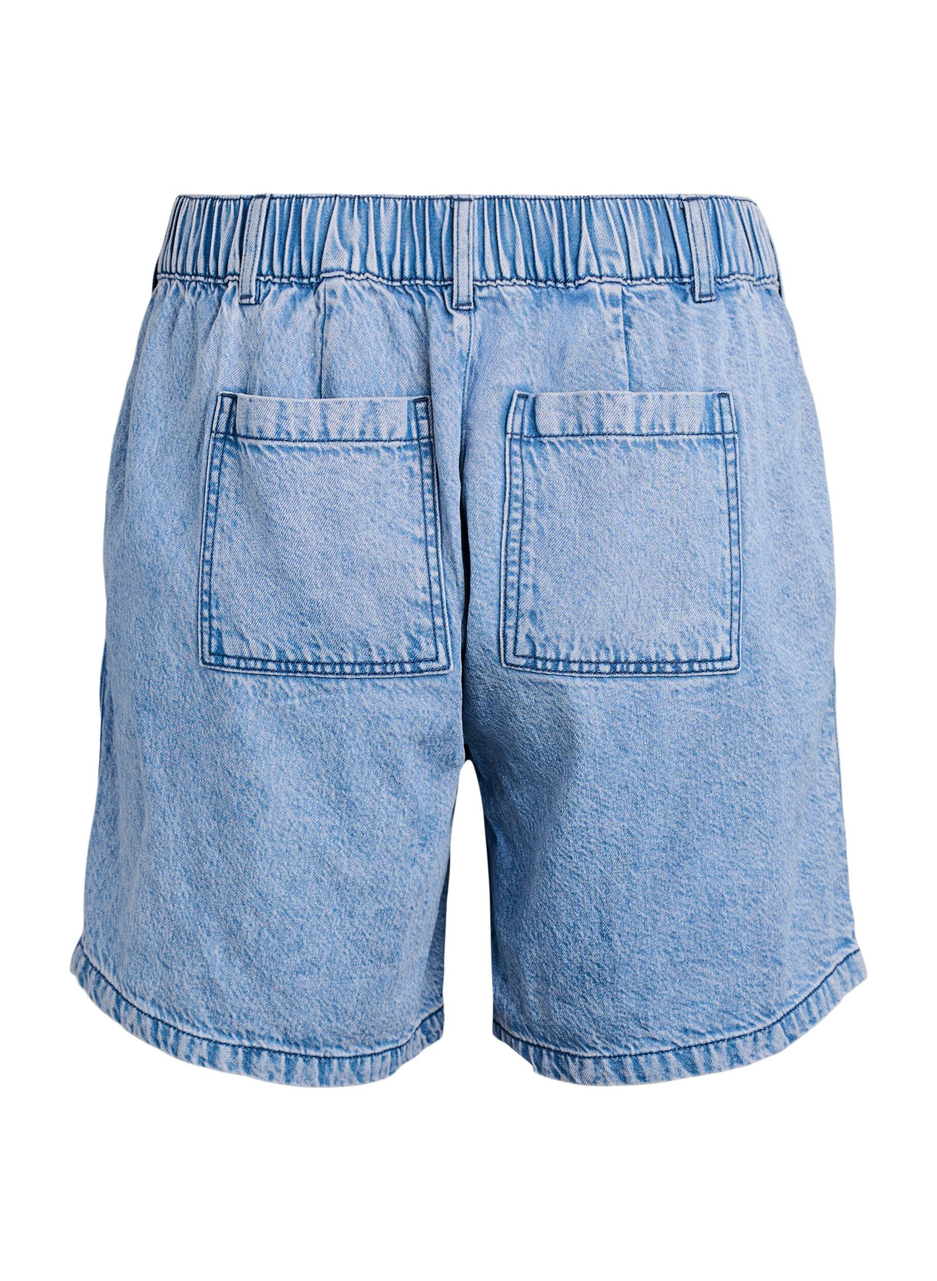 Zizzifashion Loose denim shorts with high waist, Light Blue, Packshot image number 1