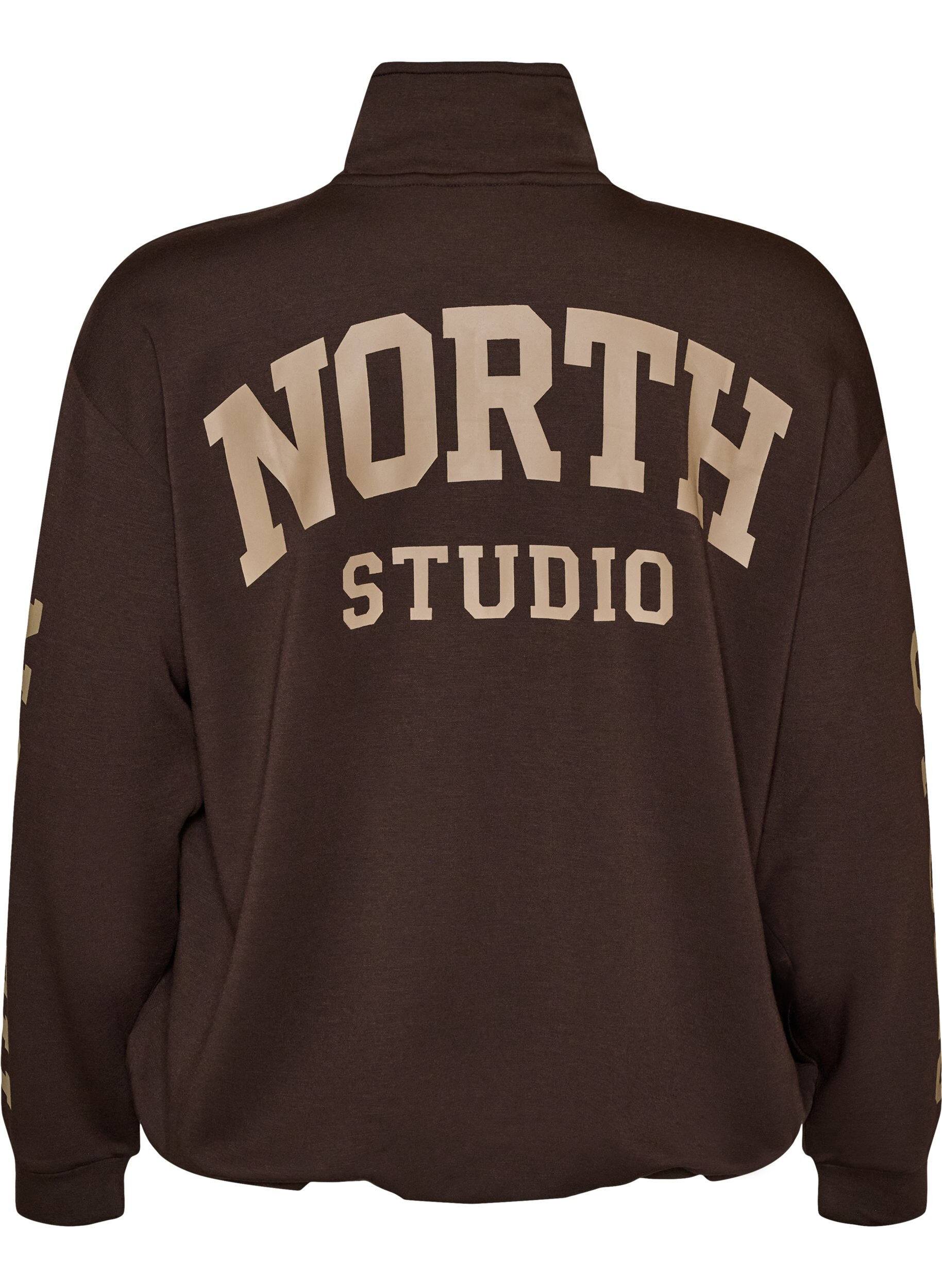 ZizzifashionSporty bomber cardigan with zip and high collar, Brown, Packshot image number 1
