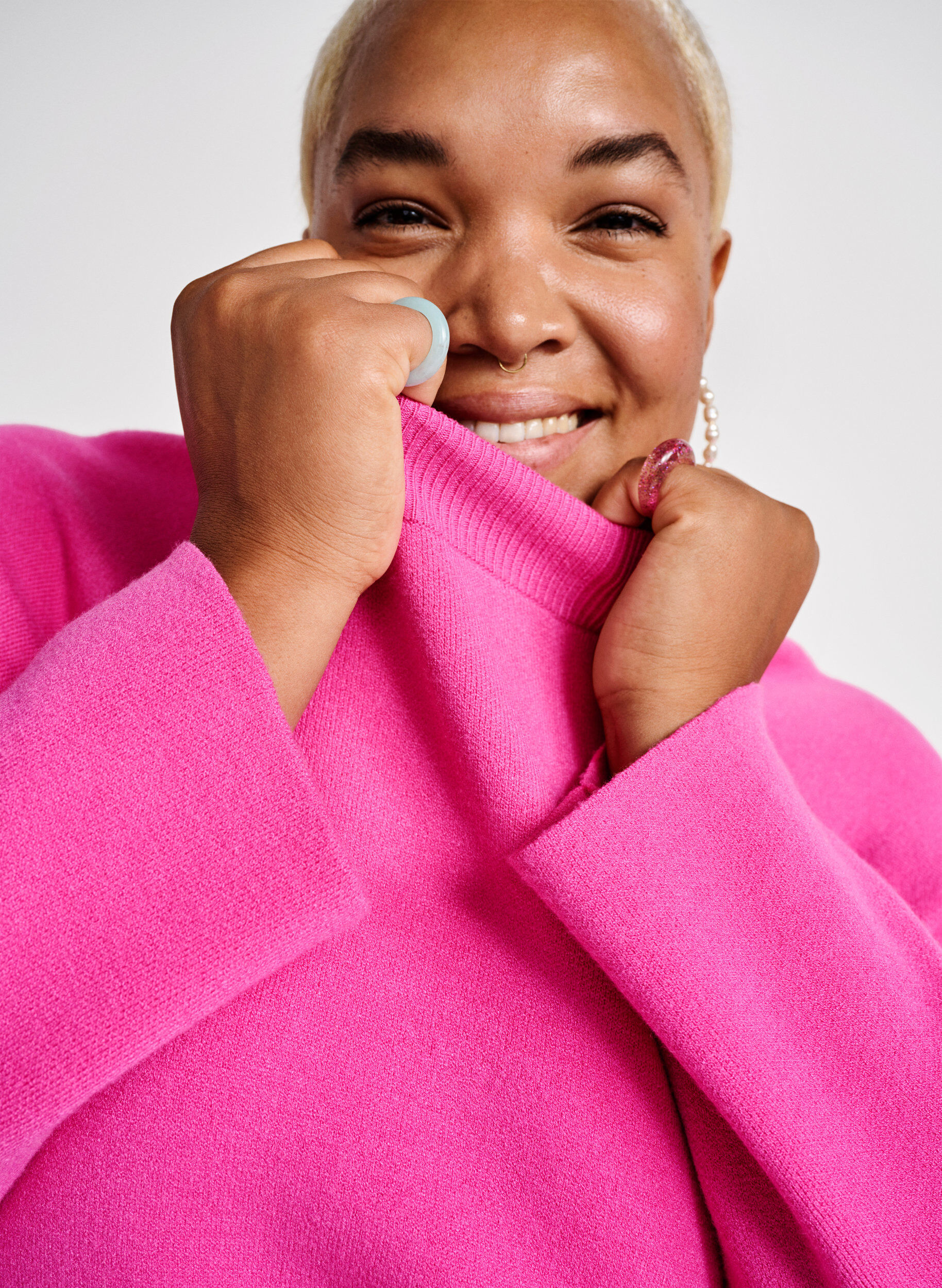 Zizzifashion Viscose blend pullover with side slit	, Raspberry Rose, Image image number 0