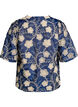 Blouse with V-neck and embroidered pattern, Blue, Packshot image number 1