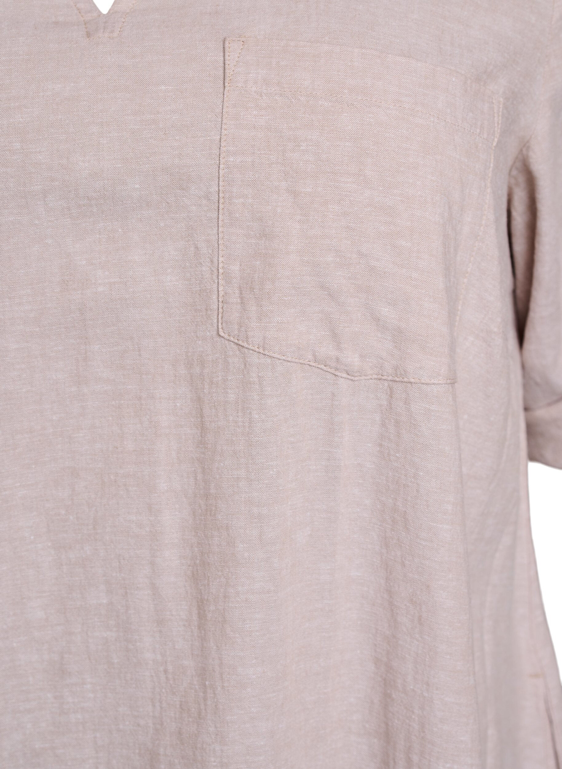 Zizzifashion Linen and viscose tunic with A-shape, Beige, Packshot image number 2
