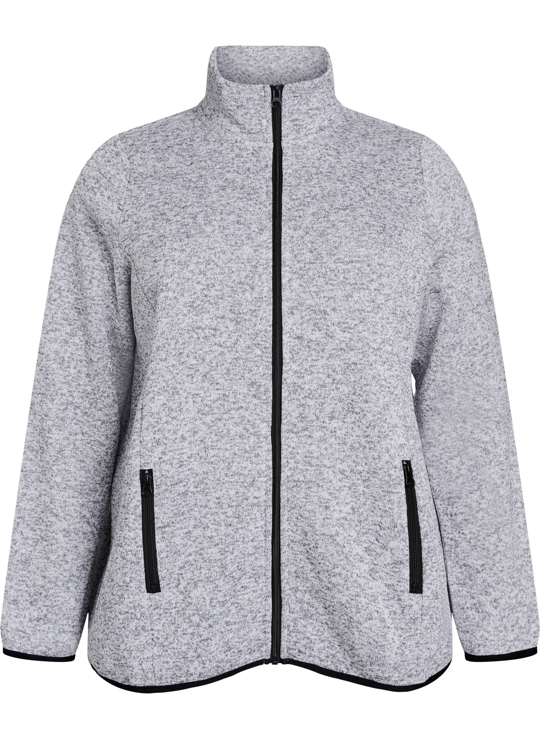 Zizzifashion Jersey cardigan with a high collar and zip, Grey, Packshot image number 0