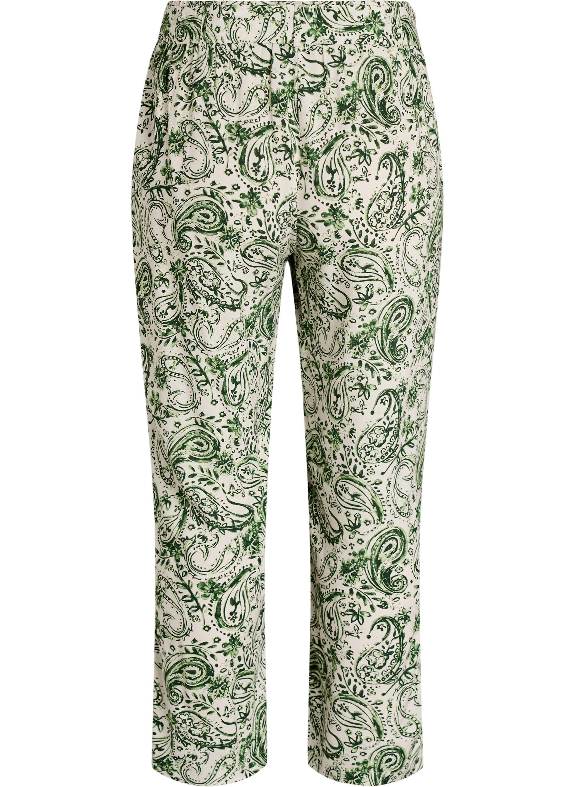 Zizzifashion High-waisted viscose trousers, Green, Packshot image number 1