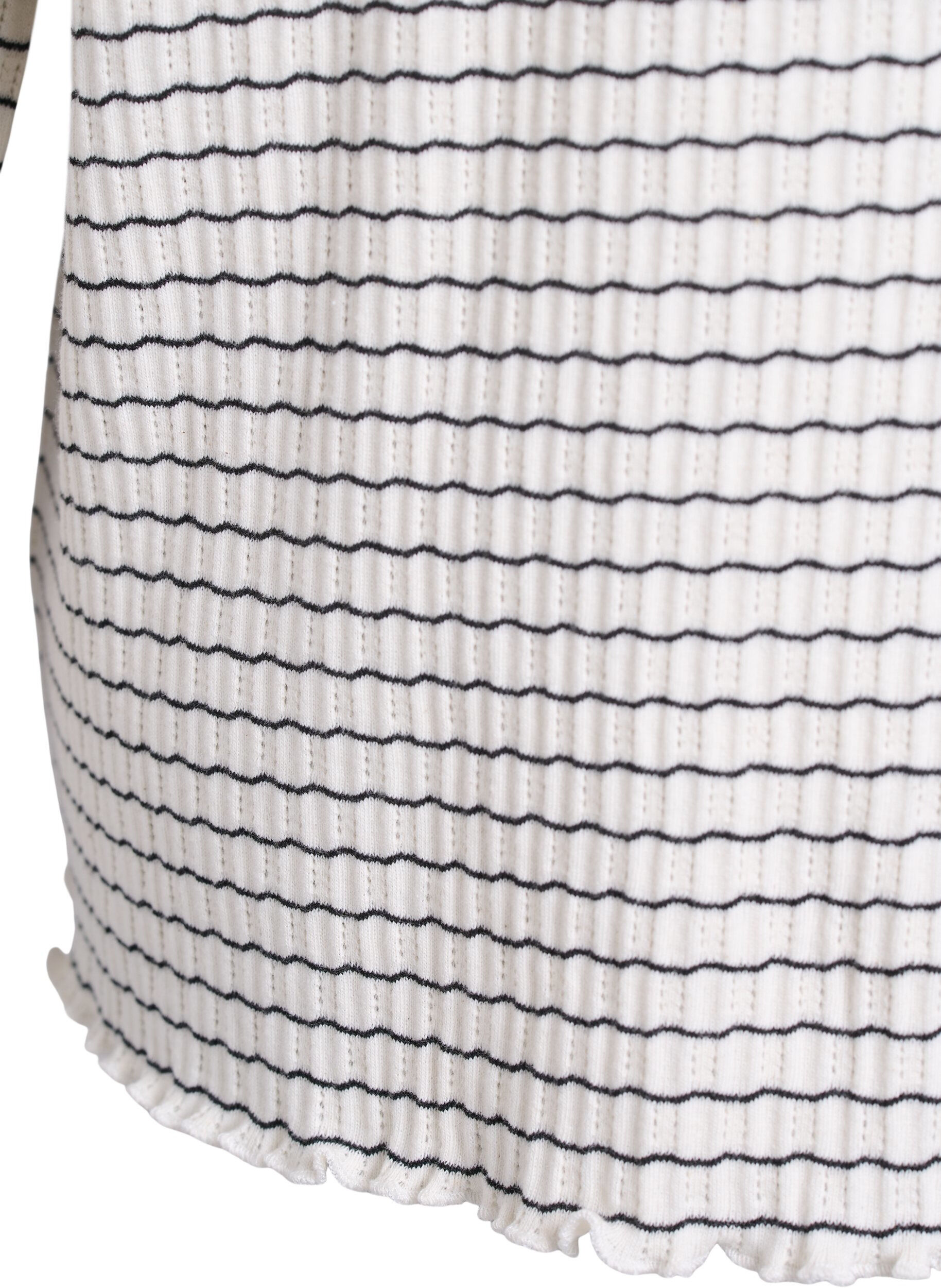 Zizzifashion Striped jersey blouse with wavy edges, White, Packshot image number 3