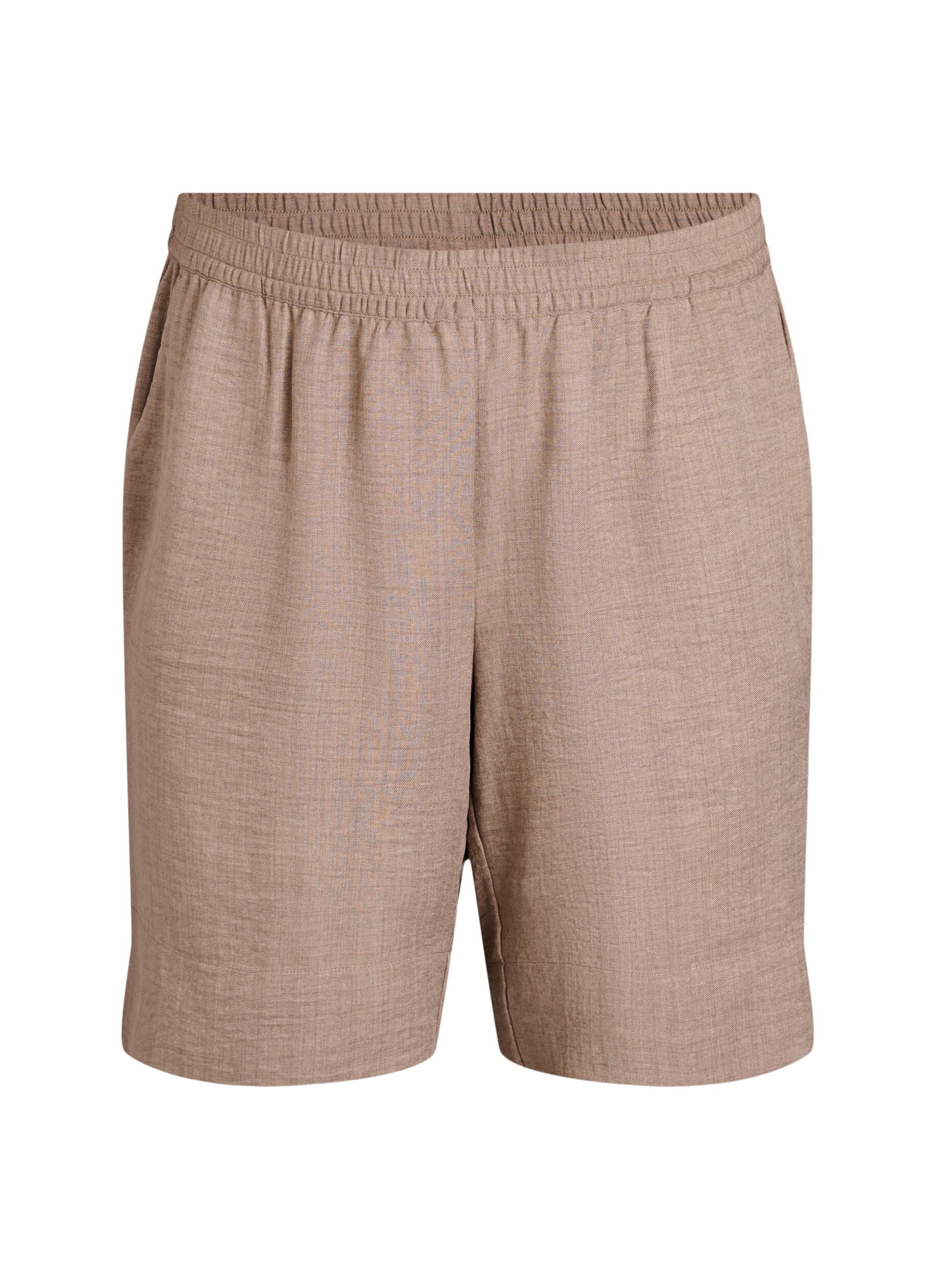 Zizzifashion Shorts with pockets and high waist, Brown, Packshot image number 0