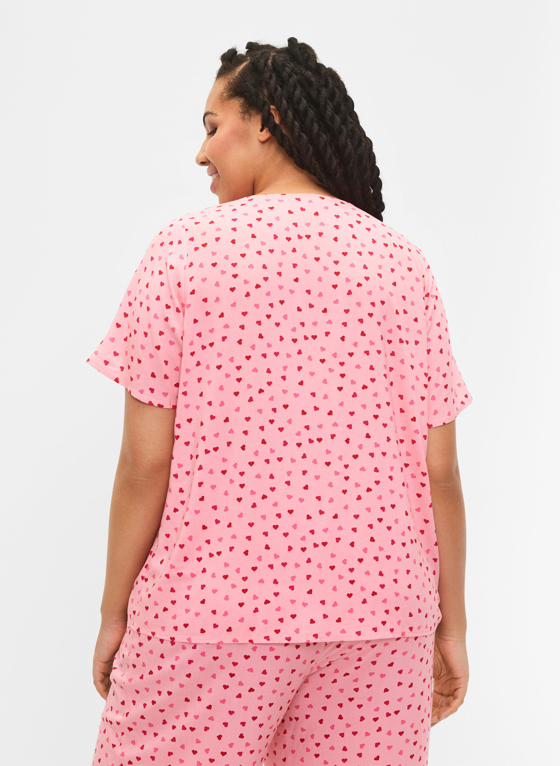 Zizzifashion Printed viscose nightshirt, Rose, Model image number 2