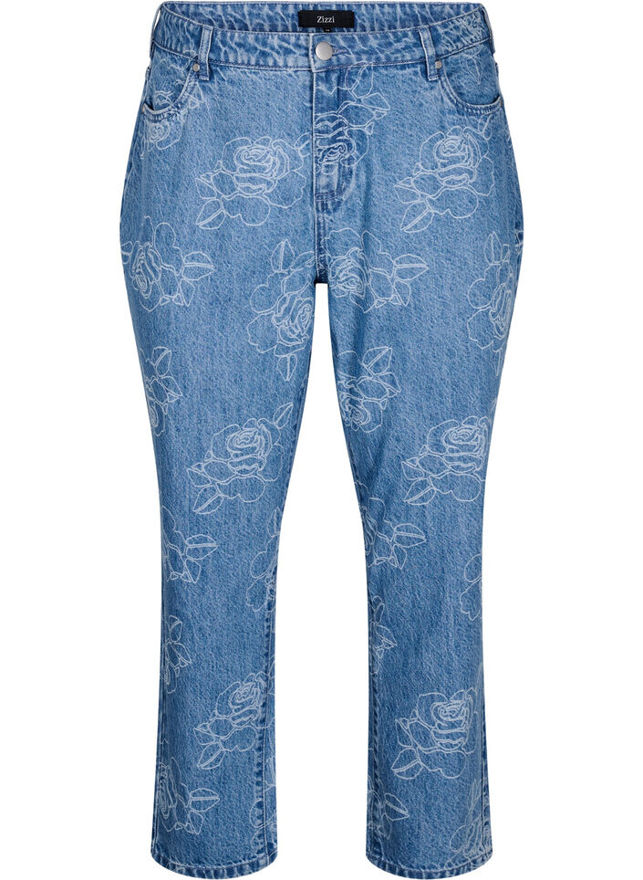 Mille jeans with a floral pattern, Light Blue, Packshot image number 0
