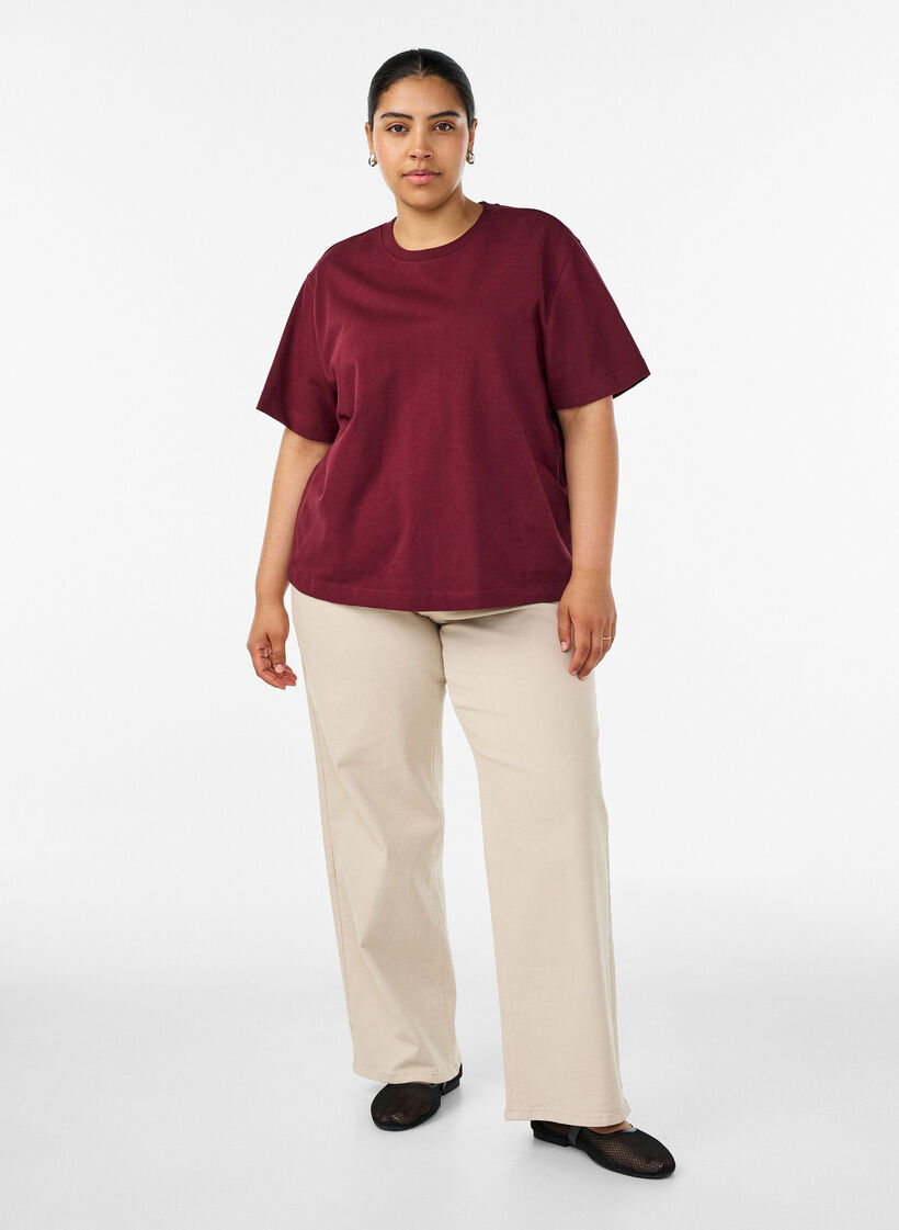 Boxy cotton T-shirt, Red, Model image number 1