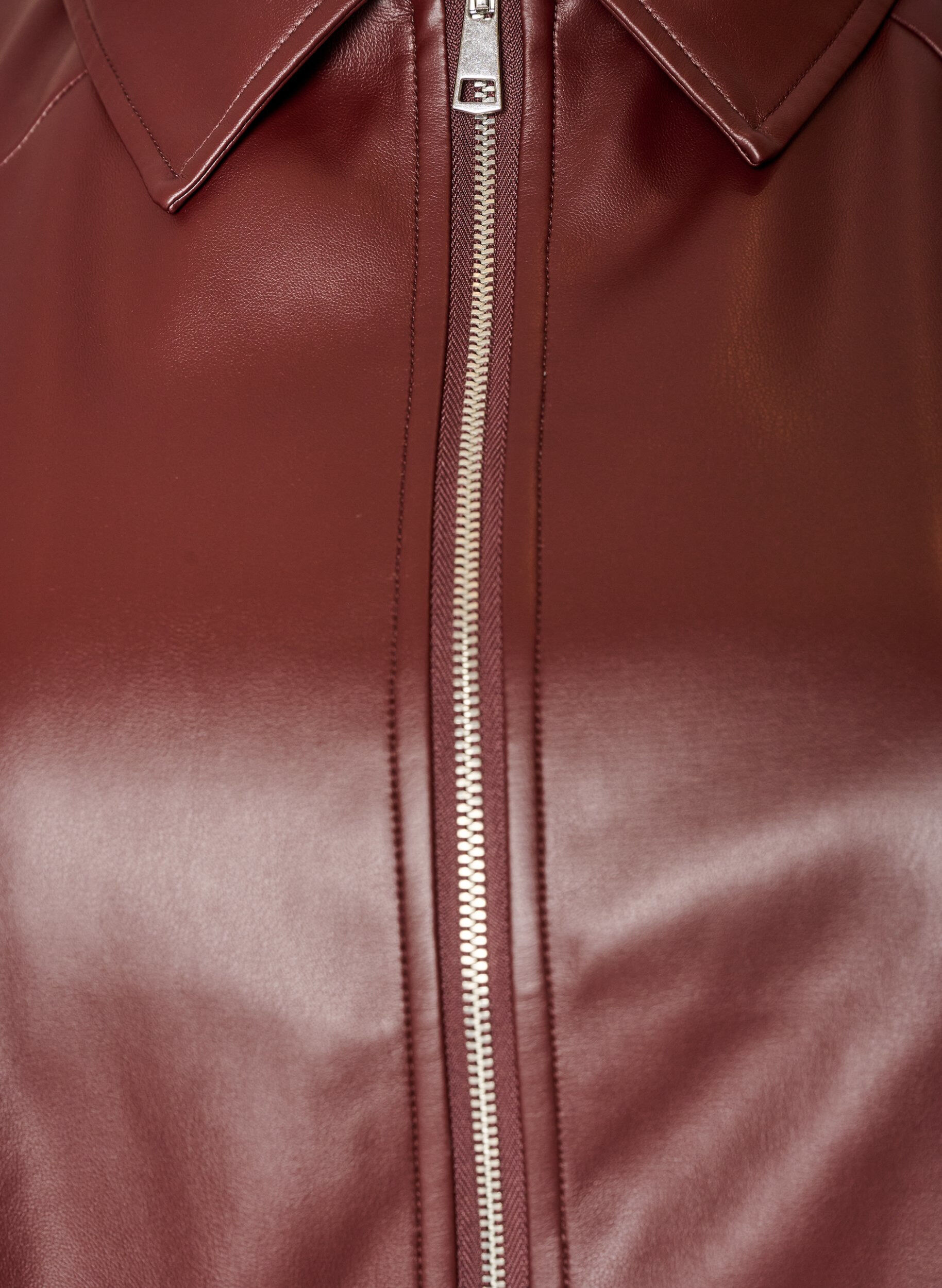 ZizzifashionFaux leather bomber jacket with a drawstring hem, Brown, Packshot image number 2