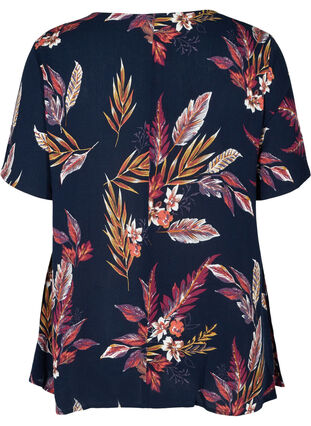 Short-sleeved viscose blouse with v-neck, Indien Summer Flower, Packshot image number 1