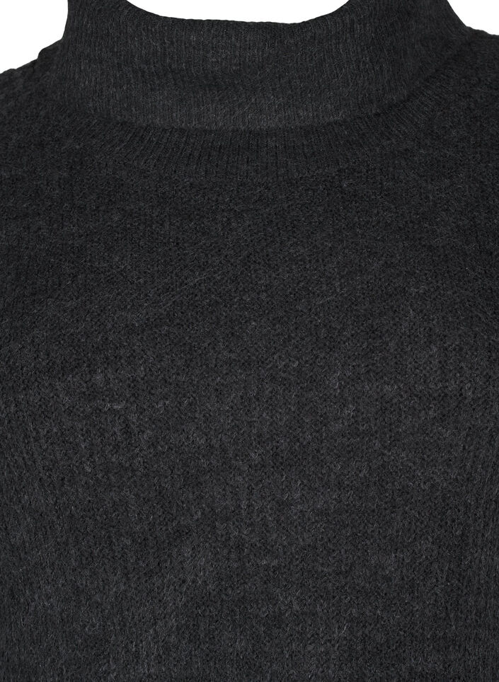 Knitted dress with turtleneck, Dark Grey, Packshot image number 2