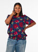 Viscose blouse with floral print and balloon shape, Blue, Model image number 0