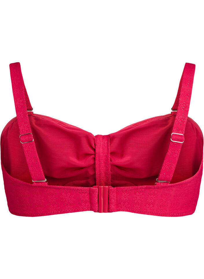 Bandeau bikini top with a textured pattern and removable straps, Pink, Packshot image number 1
