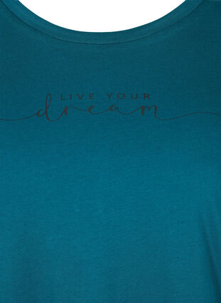 Short-sleeved pyjama t-shirt in cotton, Deep Teal DREAM, Packshot image number 2