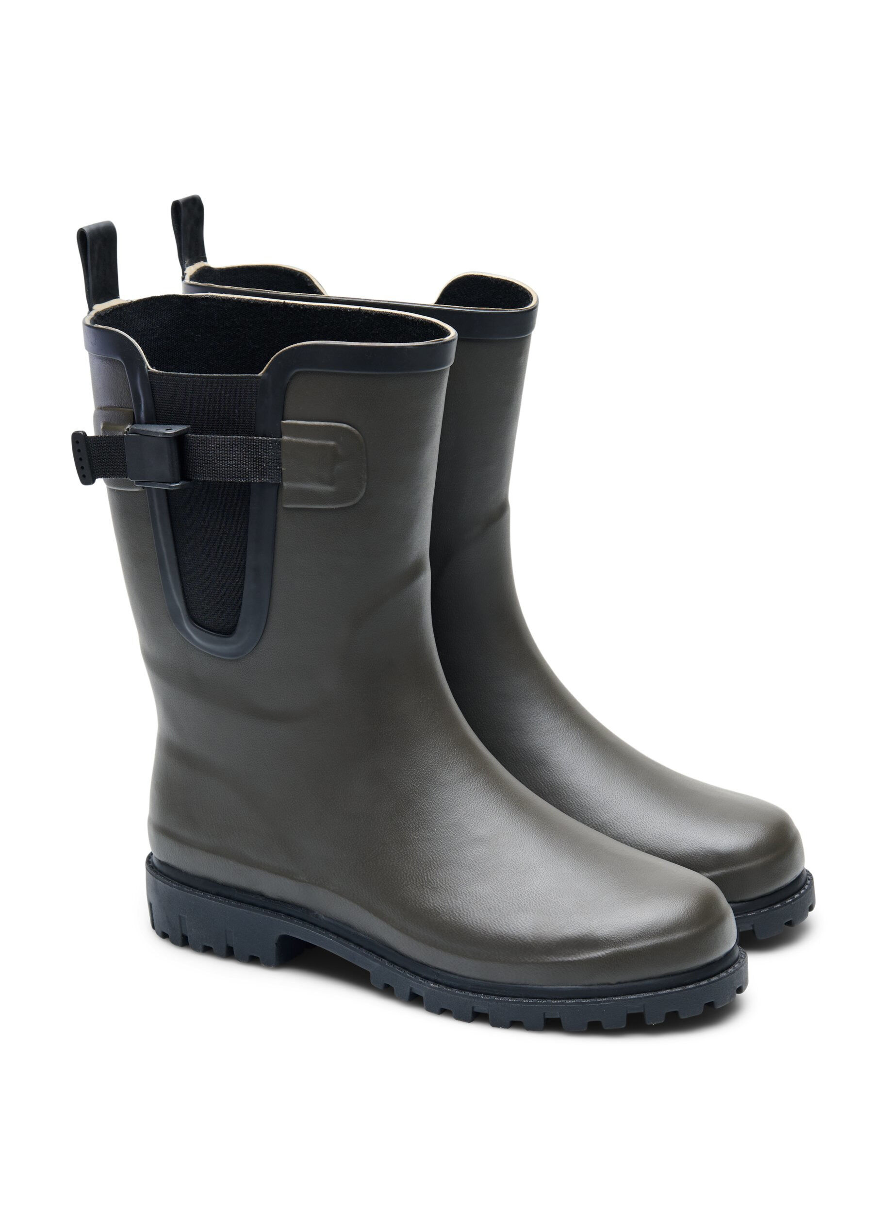 Zizzifashion Long wide fit rubber boots, Tarmac, Packshot image number 1