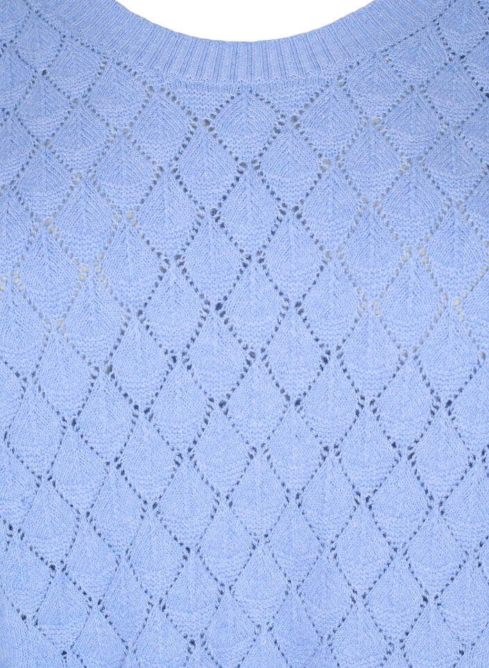 Knitted blouse with lace pattern, Cornflower Blue Mel., Packshot image number 2