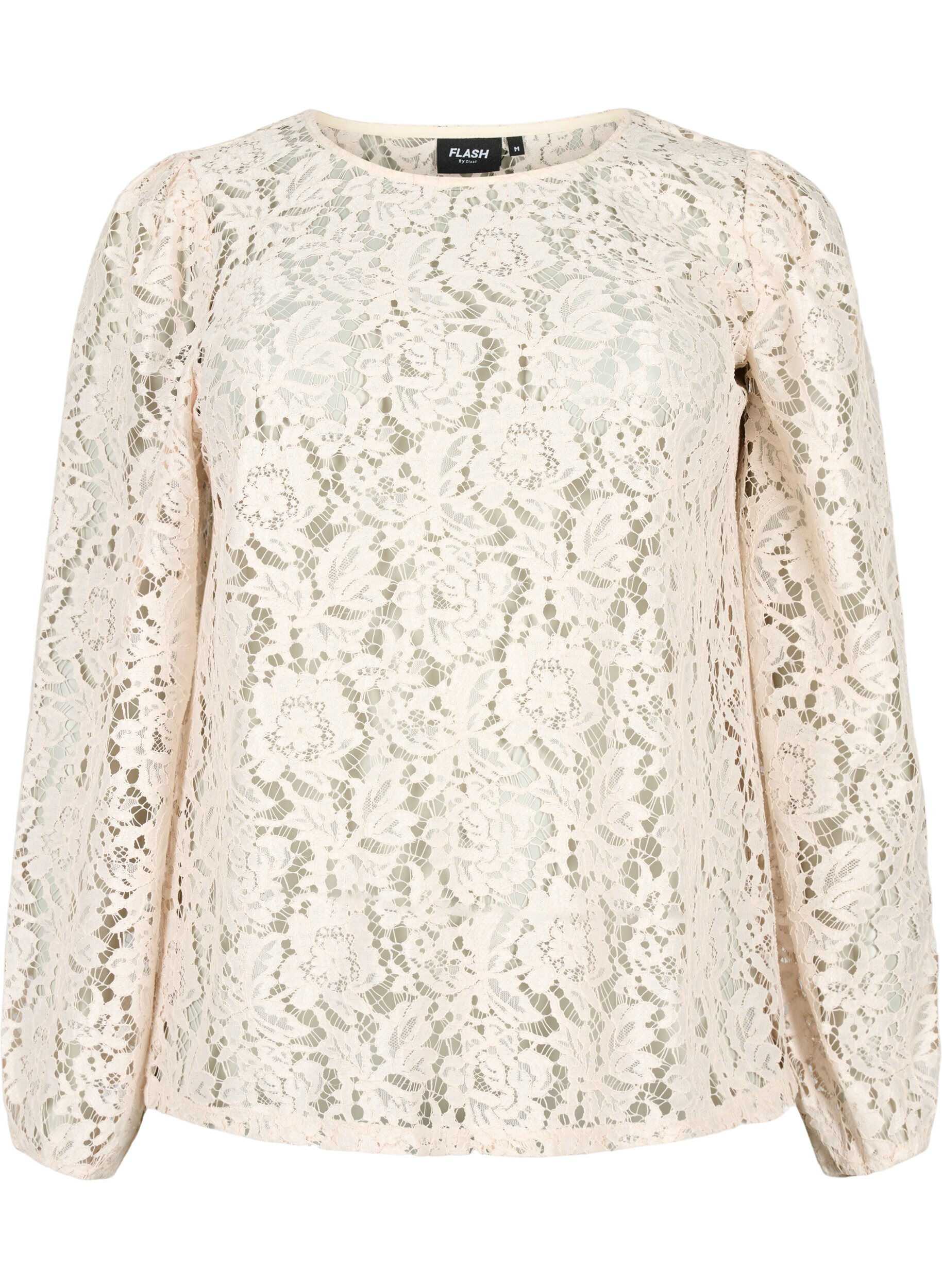 Zizzifashion FLASH - Long sleeve lace blouse, Birch, Packshot image number 0