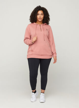 Sweatshirt with pocket and hood, Old Rose, Model image number 2