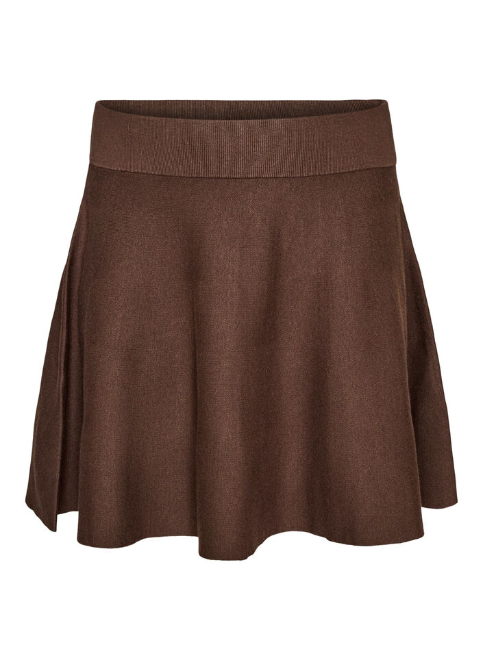 Short knitted A-line skirt, Brown, Packshot image number 0
