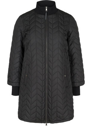 Quilted lightweight thermal jacket with pockets, Black, Packshot image number 0