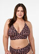 Leopard bikini top with tie back, Brown, Model image number 0
