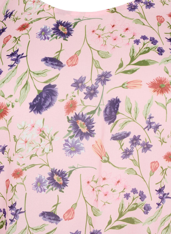 Floral blouse with short sleeves and smocking, Rose, Packshot image number 2
