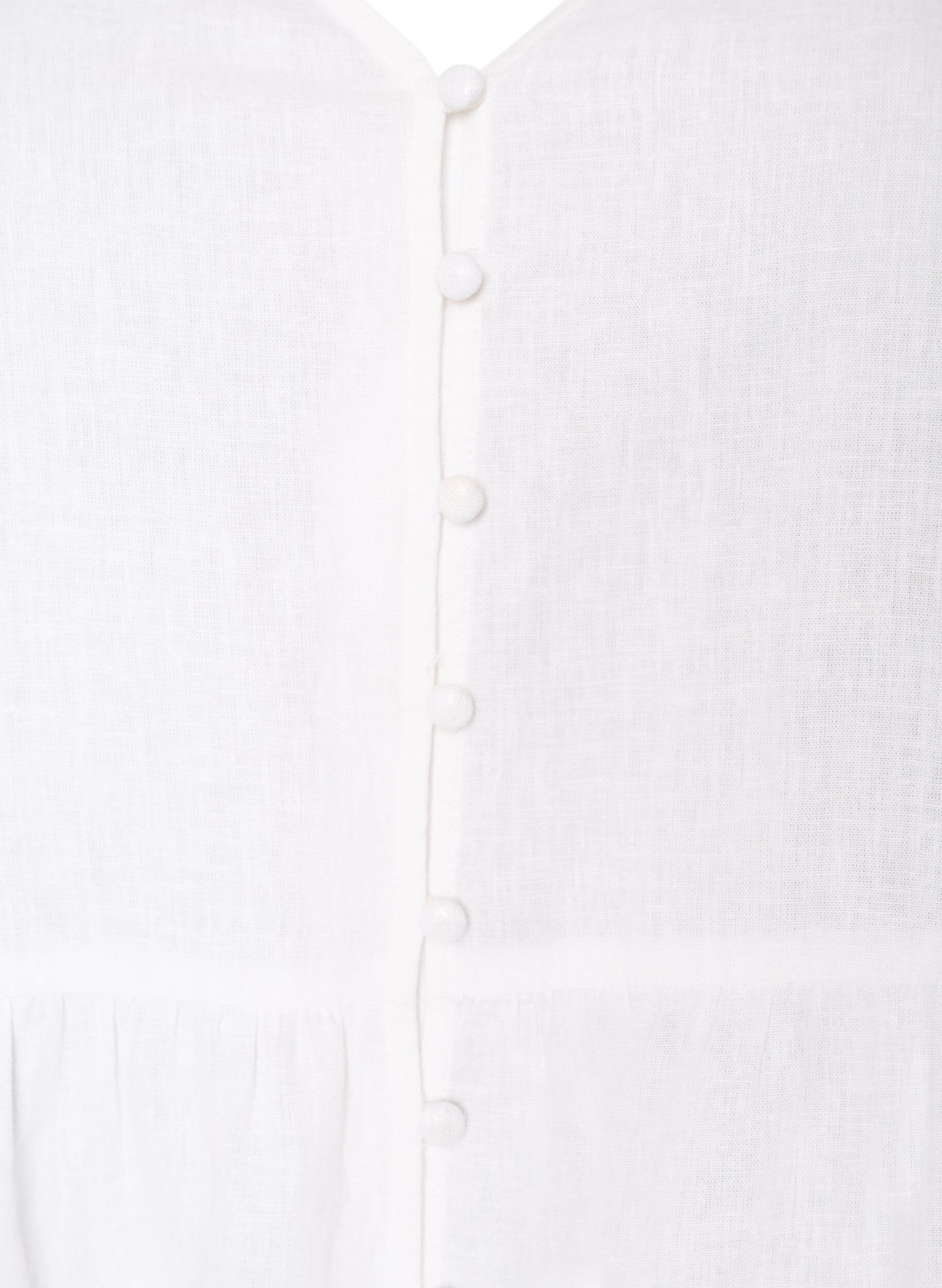 Zizzifashion Blouse in linen and viscose with a V-neck and button fastening, White, Packshot image number 2