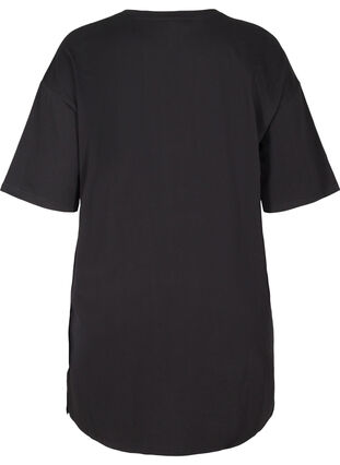 T-shirt dress in cotton with print details, Black w. Black, Packshot image number 1