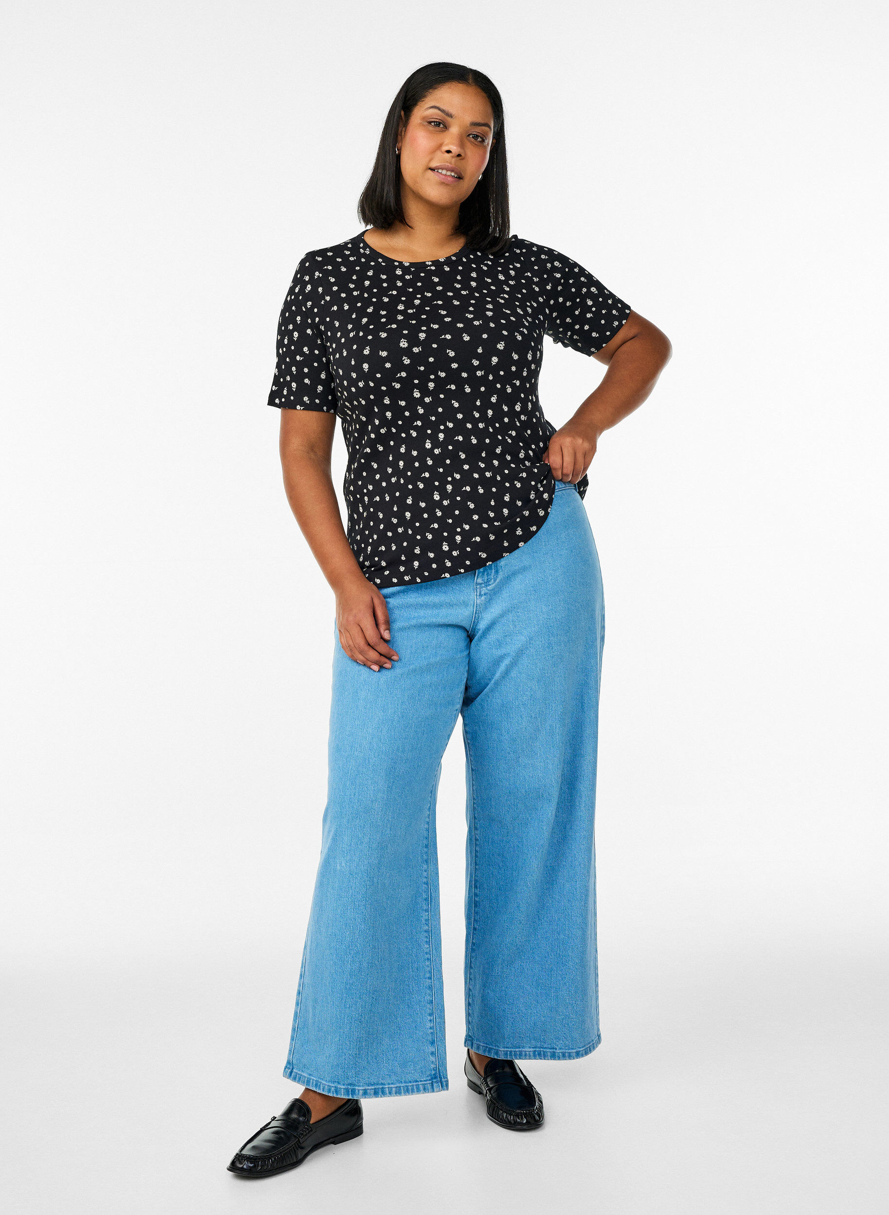 Zizzifashion Cotton T-shirt with all-over print, Black, Model image number 1