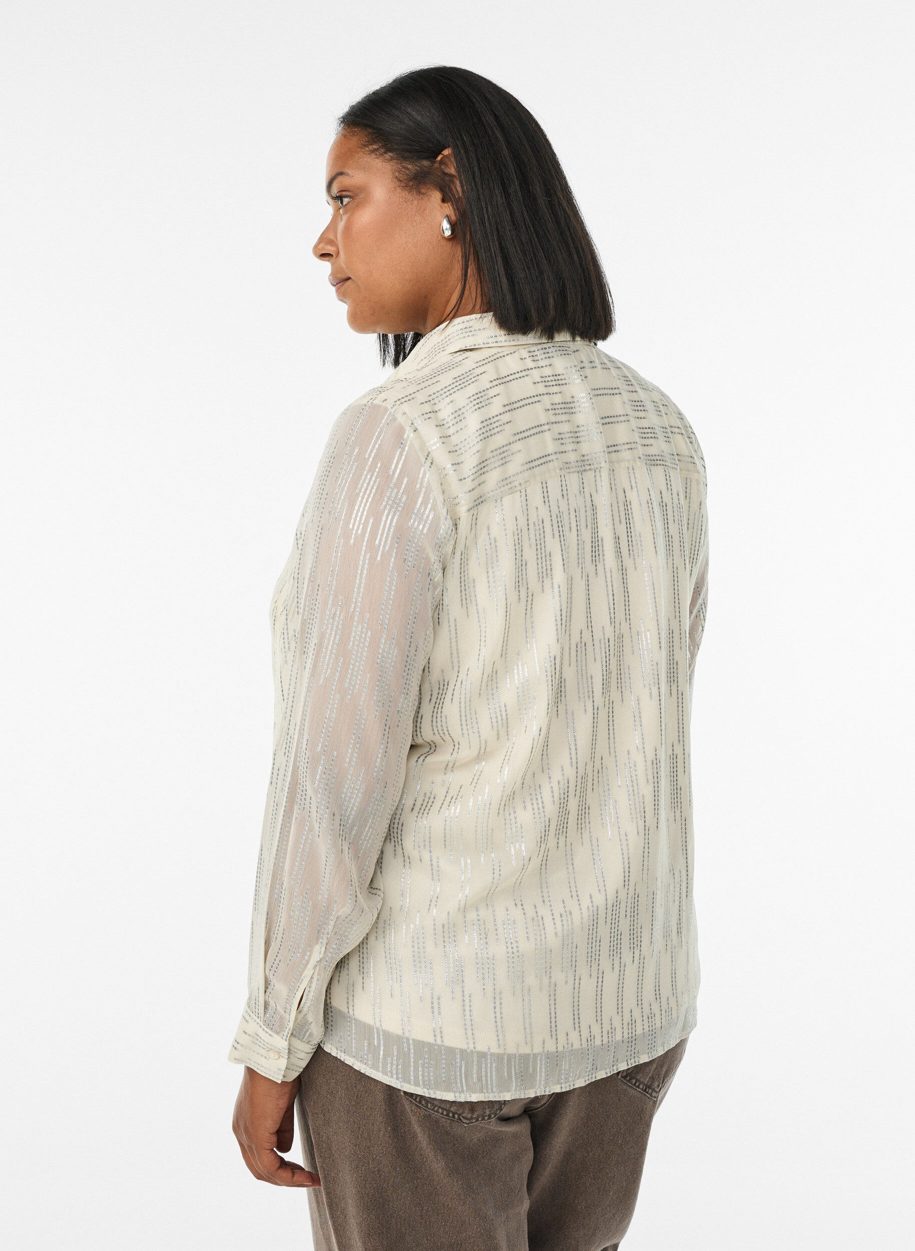 Zizzifashion Shirt with glittering pattern, Vanilla, Model image number 2