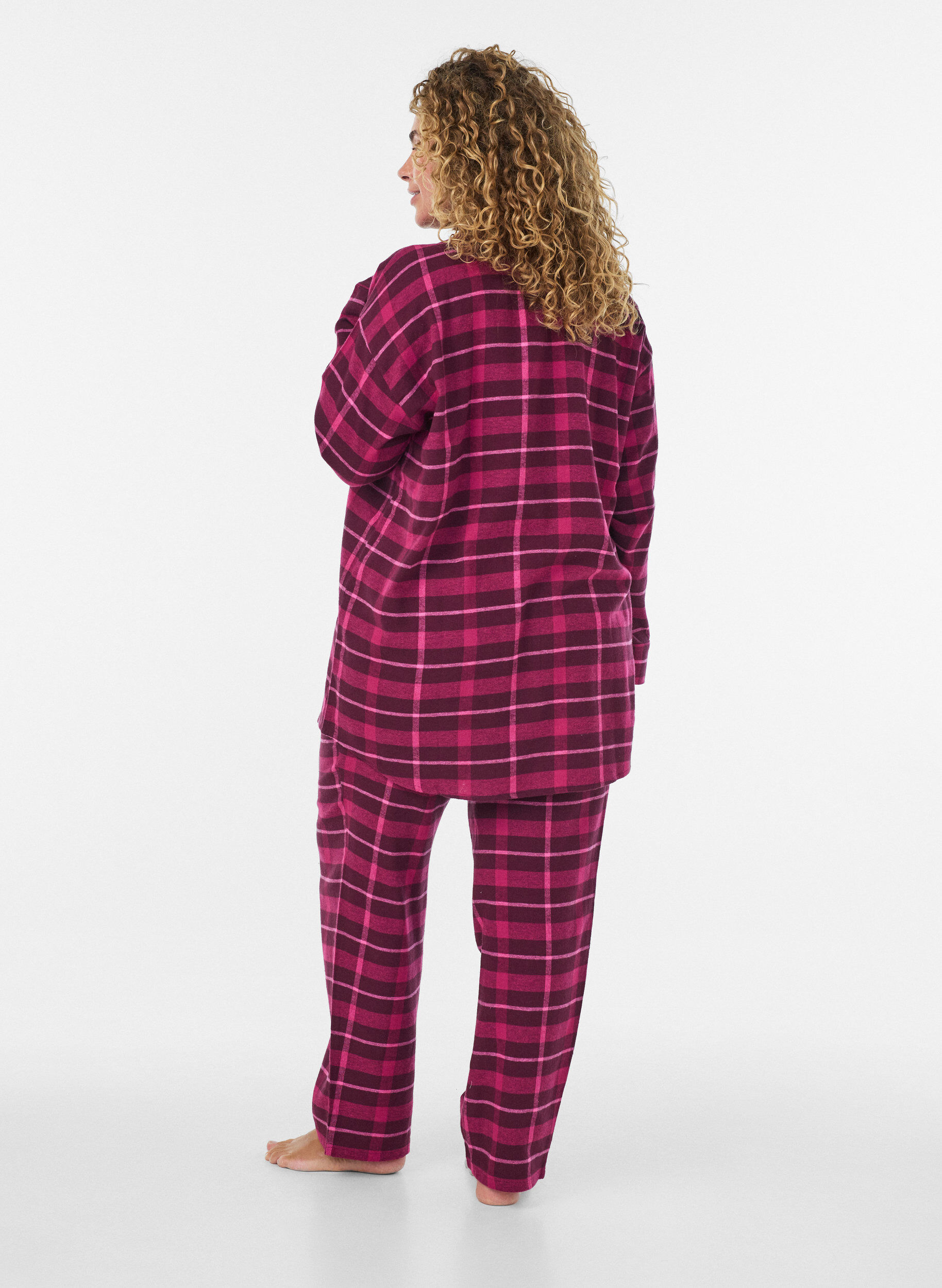 ZizzifashionChecked cotton pyjama bottoms, Red, Model image number 1