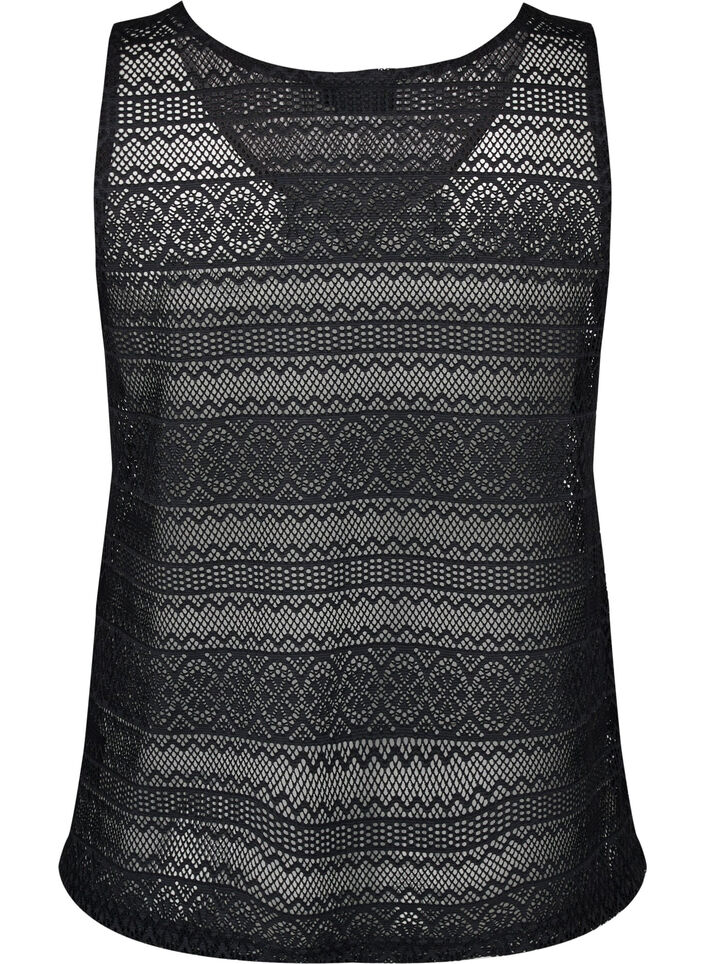 Sleeveless top with hole pattern, Black, Packshot image number 1