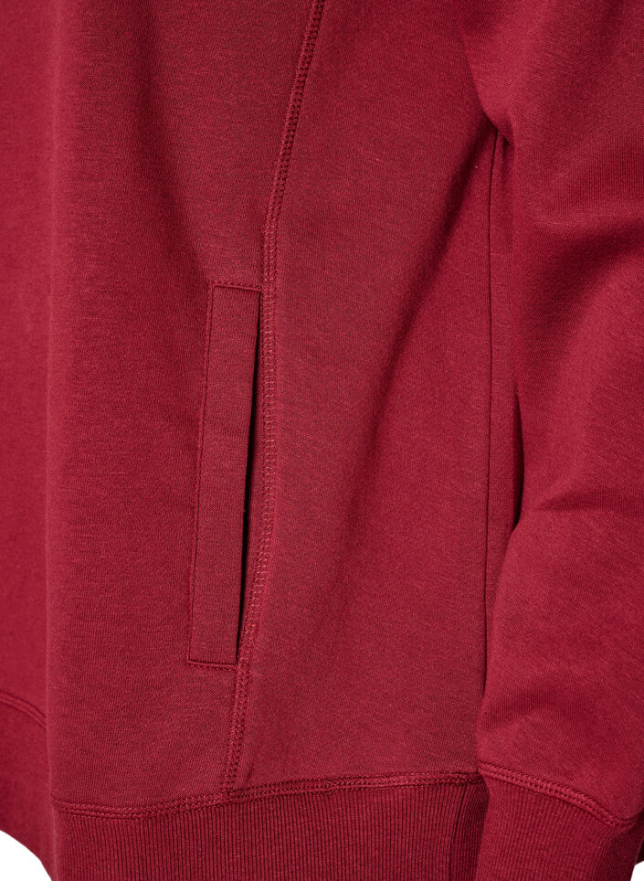 Sweatshirt with high collar and pockets, Red, Packshot image number 3