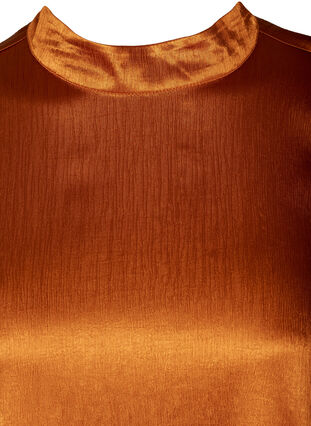 Shiny blouse with long puff sleeves, Buckthorn Brown, Packshot image number 2