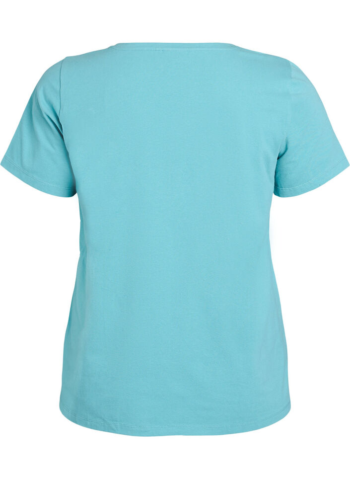 Basic plain cotton t-shirt, Blue, Packshot image number 1